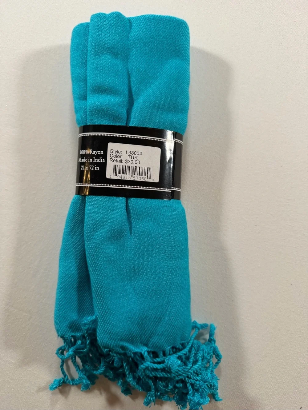 Turquoise Rayon Scarf 21x72